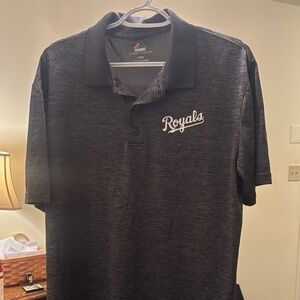Majestic Men's Polo Shirt in Dark Heather Gray with White 'Royals' Script